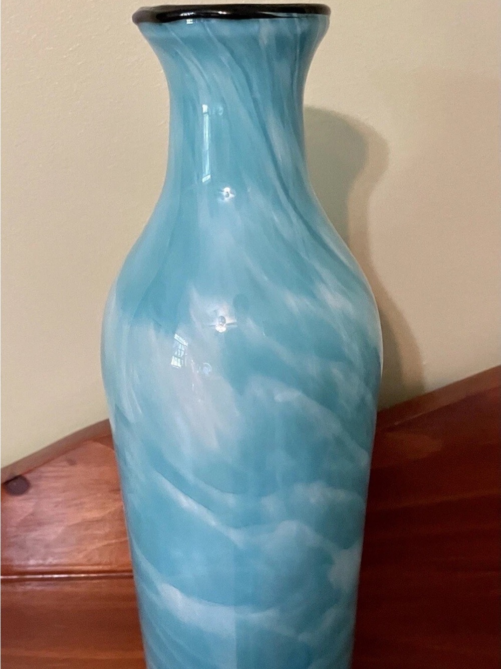 Blue Swirl Glass Vase - Decorative Home Accent